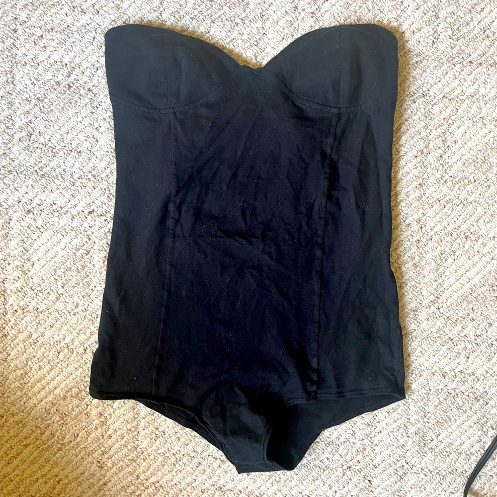 Black Strapless Bodysuit